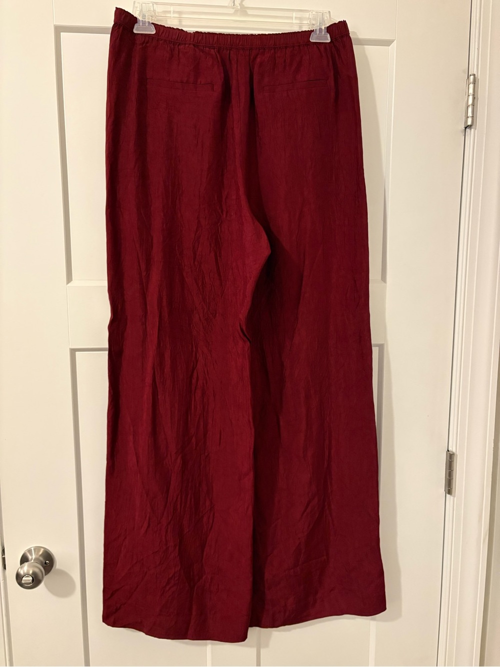 J.Crew Stratus pants in textured satin  Medium Tall in Burgundy - Picture 2 of 5